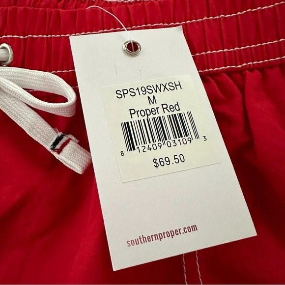 NWT southern proper Mens Medium Red Unlined Swim Shorts Trunks New 5” - Picture 2 of 5